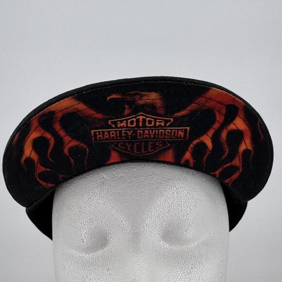 Harley-Davidson Hat Cap Fitted Mens 7 3/8 Black 59FIFTY Logo Flames Underbrim - Picture 3 of 12